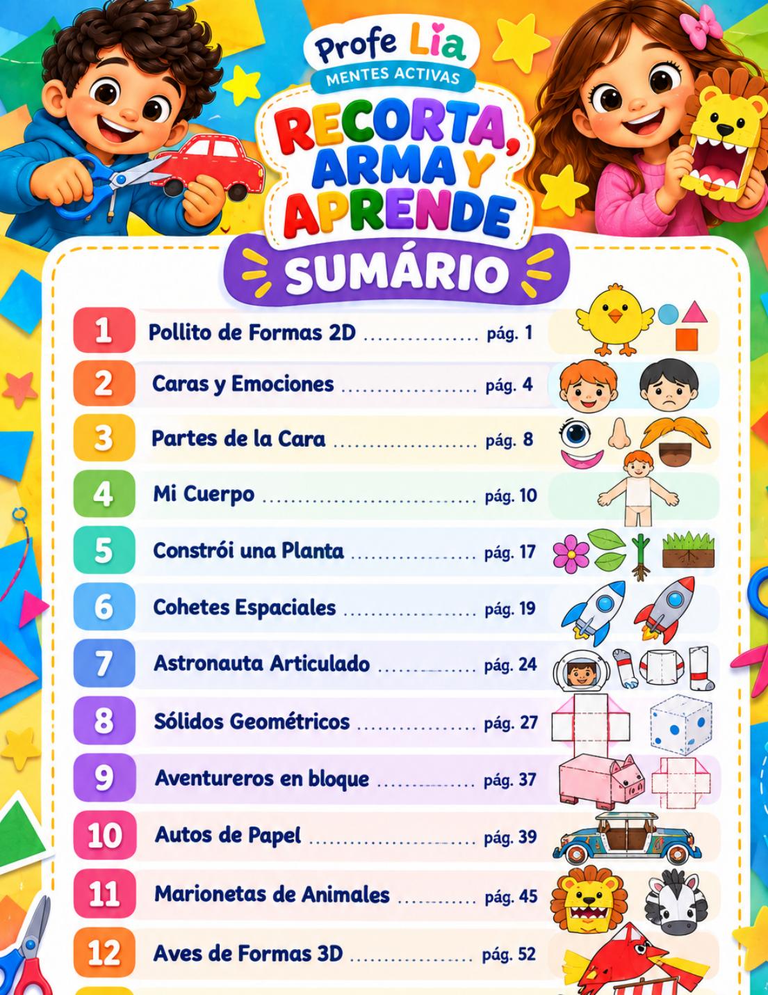 Contenido del cuaderno — Recorta, arma y aprende